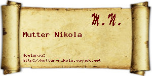 Mutter Nikola névjegykártya
